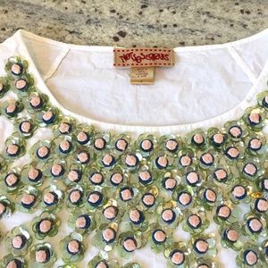 Anthropologie “Not so Serious” Sequin Flower Top